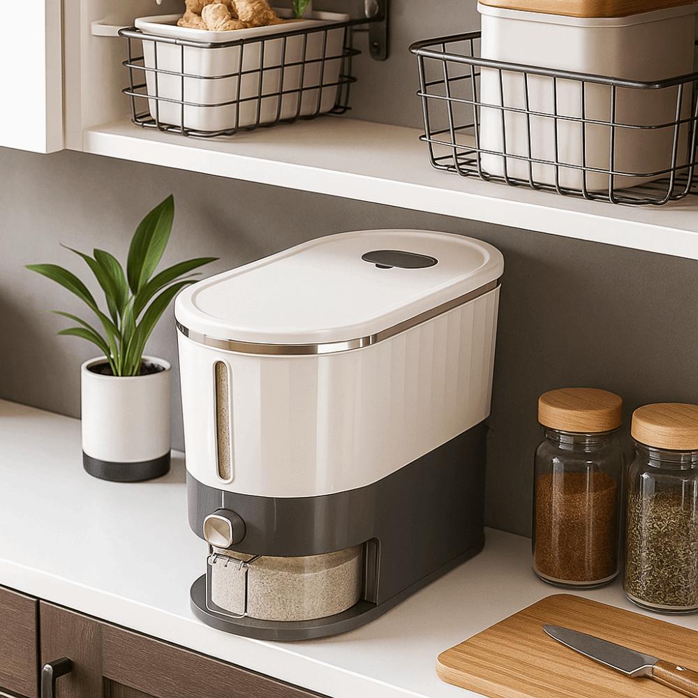 Visible Design Press Metering Rice Bucket Anti-Insect Flour Storage Bucket  Rice Storage