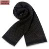 Men's Pure Gray Plaid Wool Blend Winter Scarf - Thick and Warm