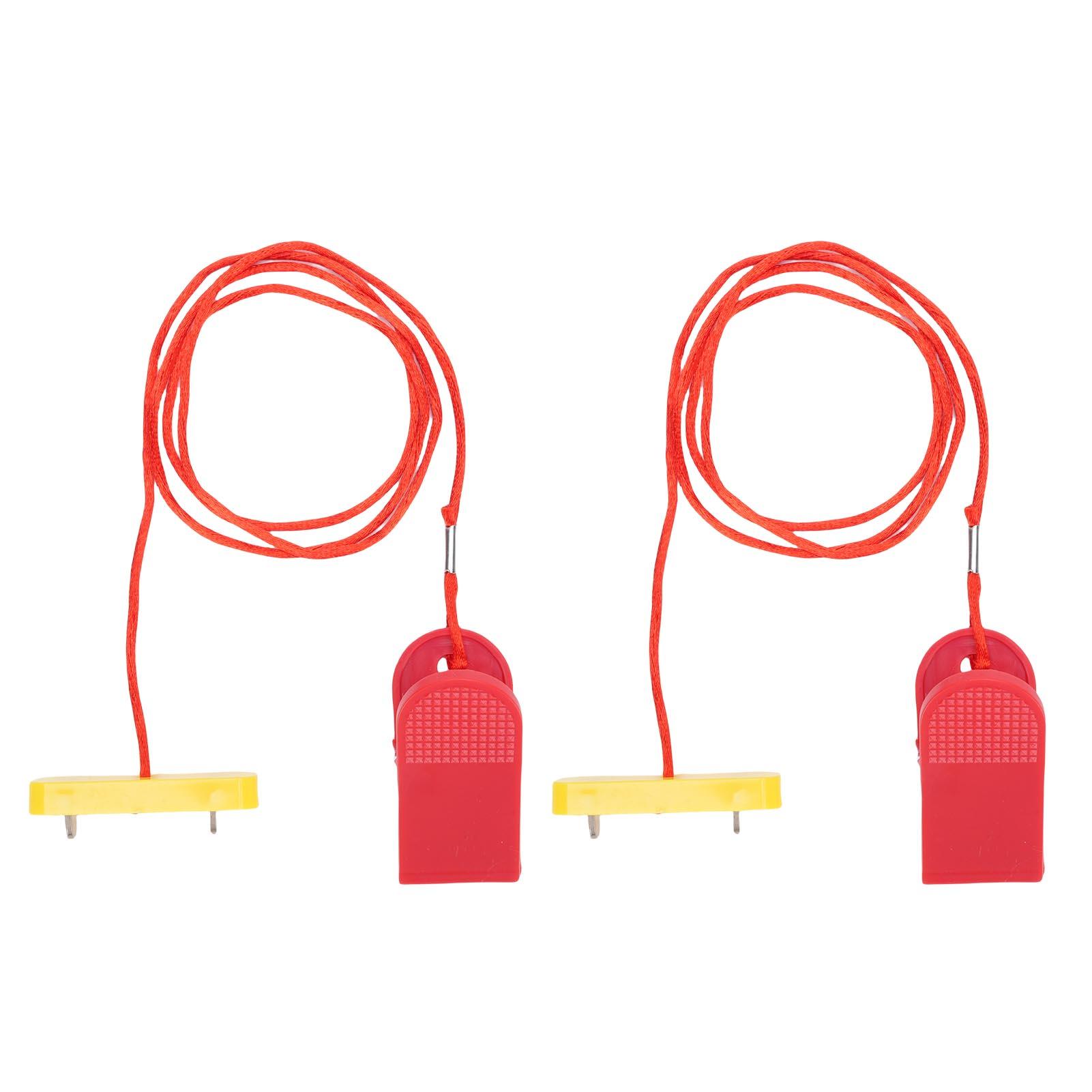 2 Pcs Treadmill Emergency Stop Switch 53x16mm Rectangular Dual Insert Treadmill Safety Key with Clamp