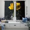 2Pcs Floral Curtain Yellow Roses In Water Black Curtain Modern Flowers Floral For Bedroom Living Room And Dining Room B