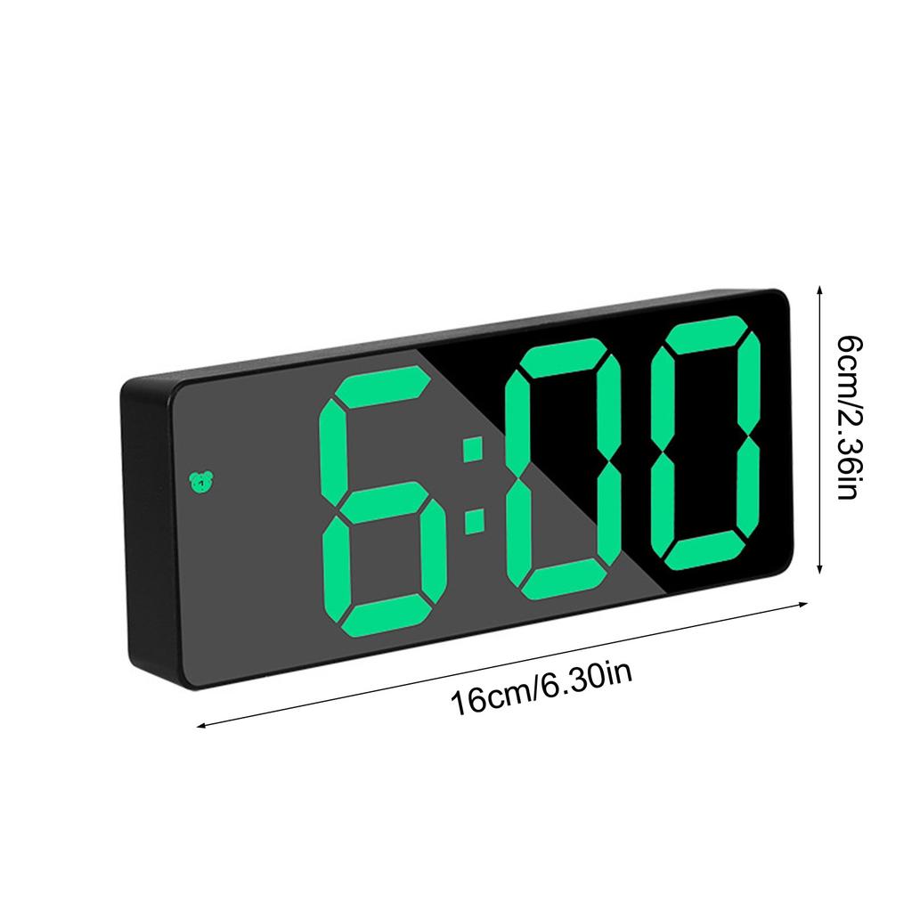 Mirror Surfaces LED Digital Alarm Clock with Alarm Dimming Date Day of Week Temperature Display for Bedroom Table Decors