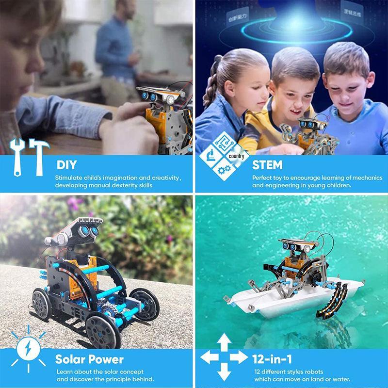 Enhanced 13-in-1 DIY Solar-Powered Robot Car Kit