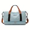 Nylon Travel Duffle Bag with Shoe Compartment Large Capacity Argyle Pattern Casual Weekender Overnight Gym Storage Bag