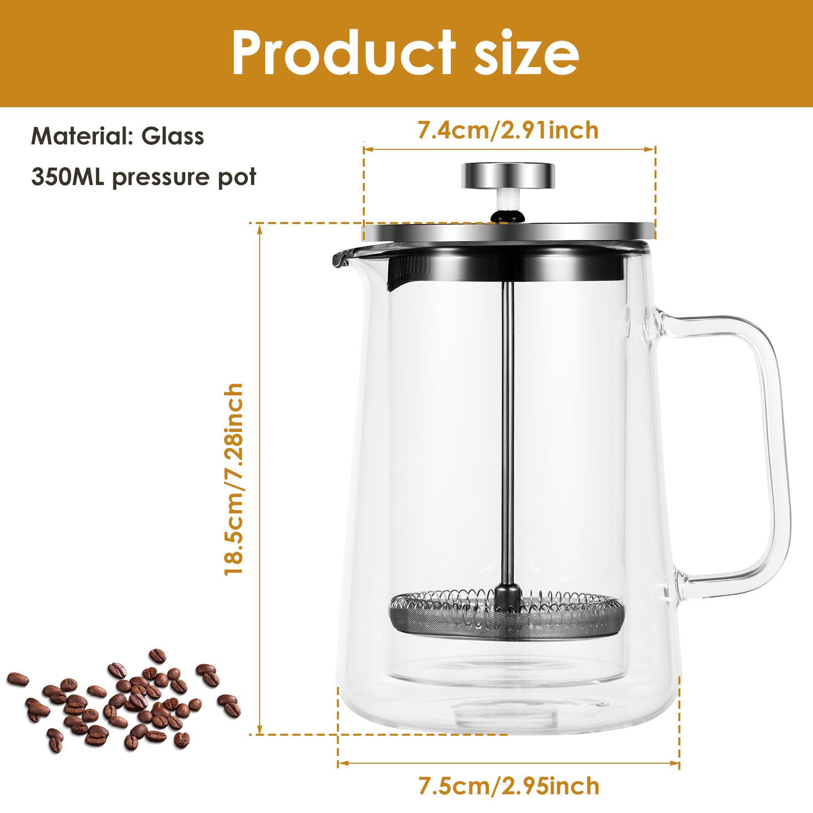 350-1000ML French Press Coffee Pot Stainless Steel Coffee Plunger Double Wall Outdoor Glass Coffee Maker Camping Travel French