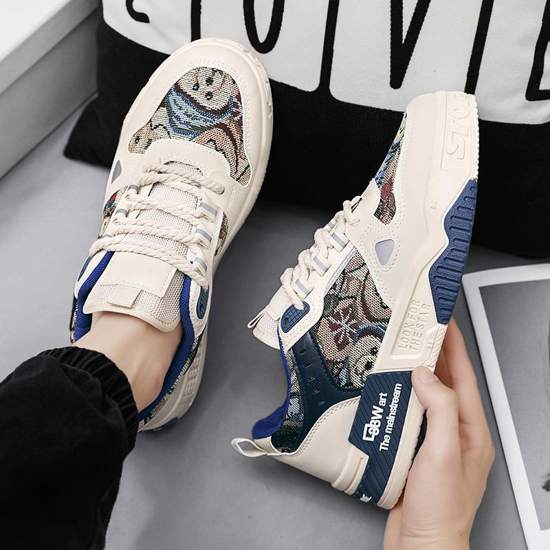 Men's shoes summer breathable versatile casual design sense niche board shoes youth sports thick sole heightening canvas trendy shoes