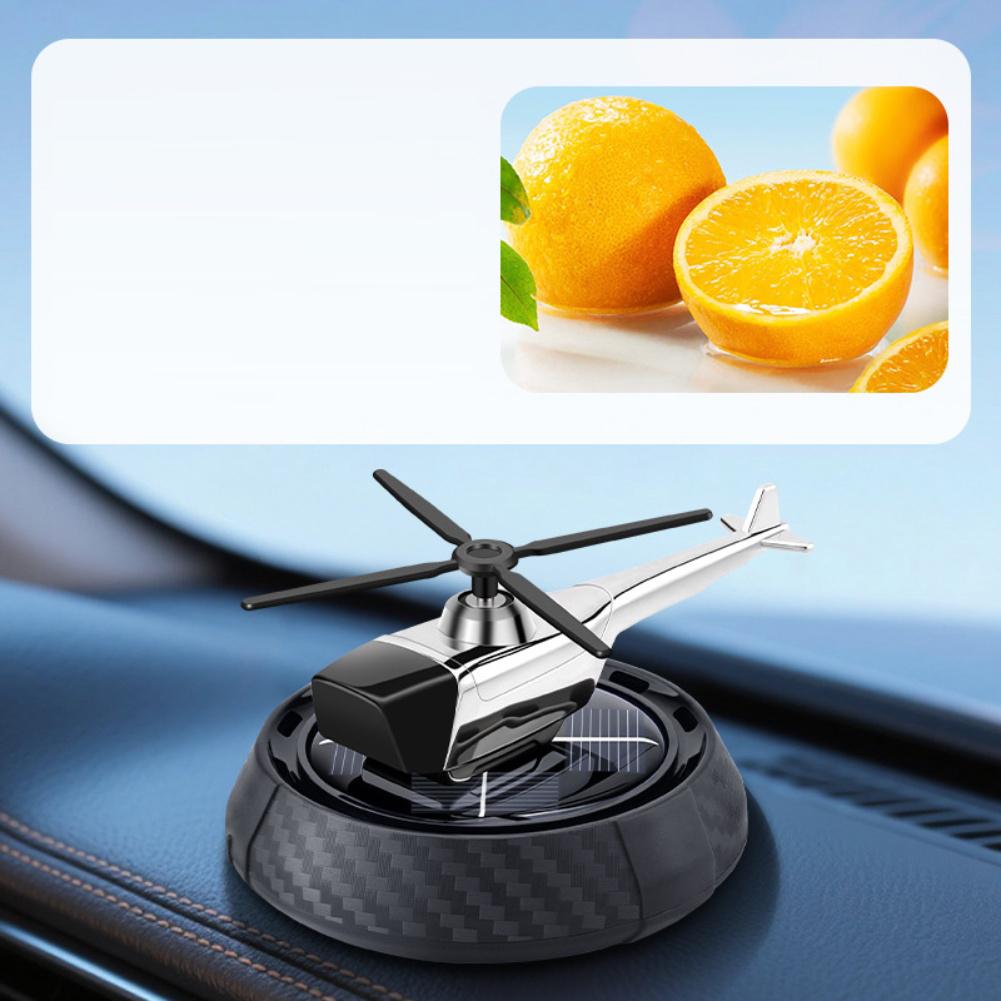 Automotive Solar Powered Rotating Diffuser with Helicopter Design for Aroma Diffusion and Neutralization in Car Interiors