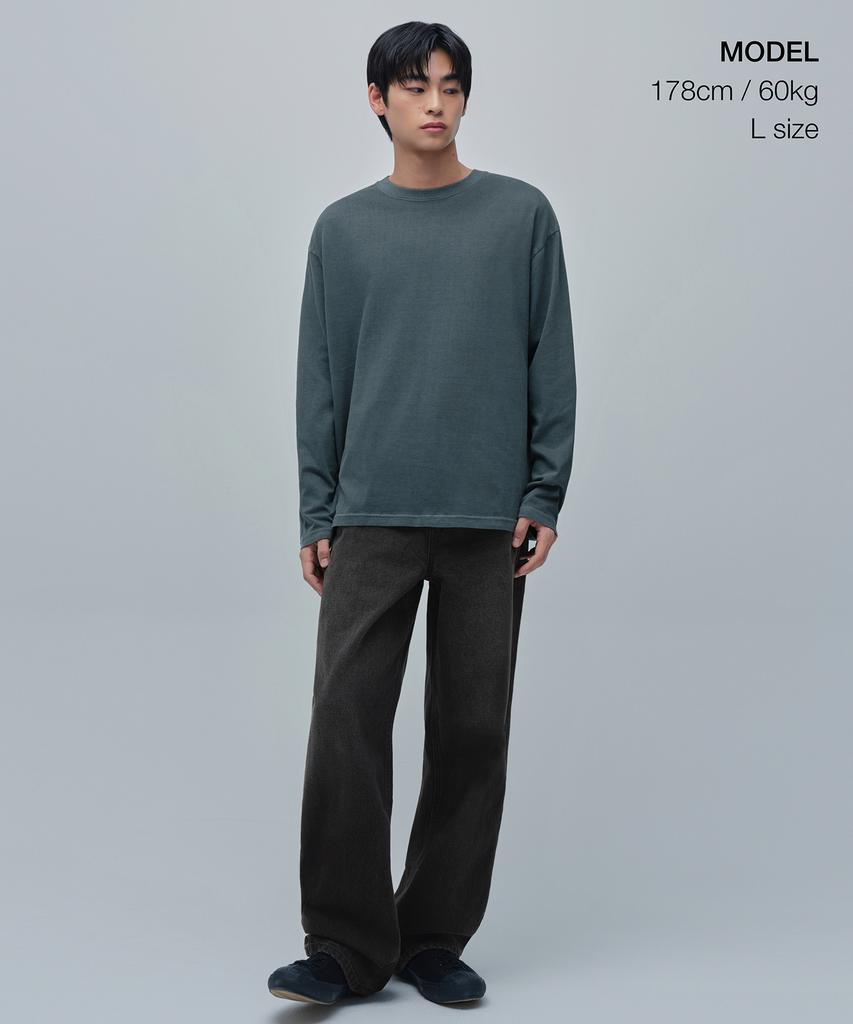 MUSINSA STANDARD Pigment Relaxed Crew Neck Long Sleeve T-Shirt [Peacock Blue]