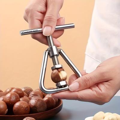 1 stk Rustfritt stål Valnøttåpner, Kraftig Nøtteknekkerverktøy med Ergonomisk Håndtak Egnet for Valnøtter, Australske Pistasjnøtter, Kastanjer
