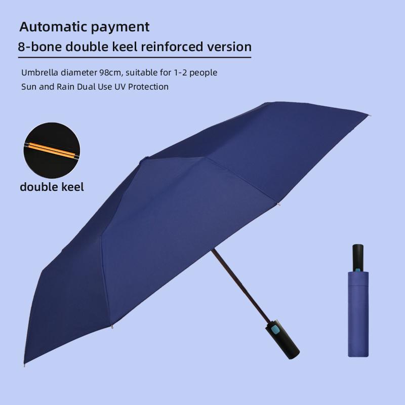 

Ветрозащитный автоматический УФ-зонт для дождя и солнца, усиленный зонт для бизнеса на открытом воздухе, двойной киль, 8K
