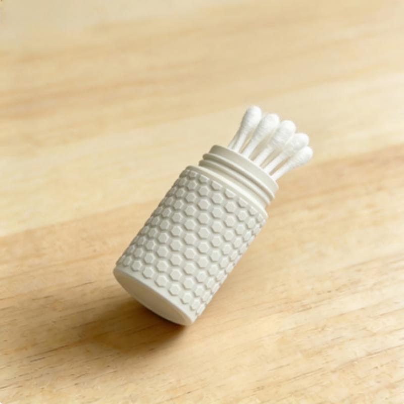 Compact 3D Printed Storage Container for Cotton Swabs, Practical Desk Organizer for Small Items & Sundries