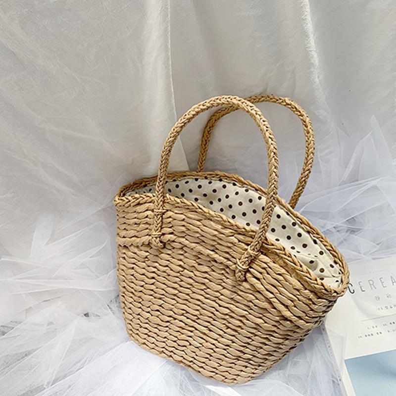 Women Bohemian Beach Handbag Rattan Wicker Straw Tote Bag Large Capacity Female Casual Travel Handbag