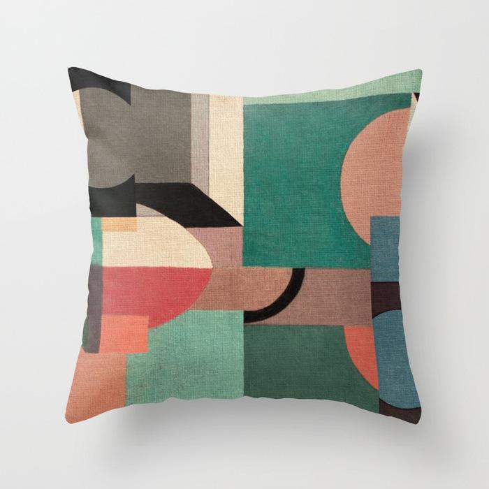 Simple Abstract Geometric Pattern Pillow Case Fashion Fabric Home Sofa Bedside Cushion Pillow Case