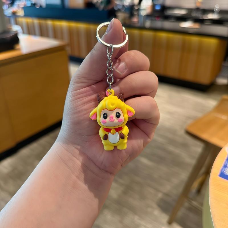 Cute Cartoon Sheep PVC Keychain Smooth Edge Multi Colors Bag Pendant Safe Souvenir Gift for Toddlers Backpack Decor