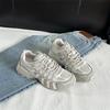 Mesh breathable striped lace-up little white shoes women's 2025 autumn new fashion versatile casual skirt dad shoes