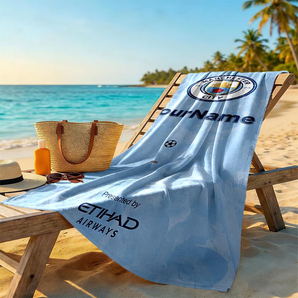 Manchester City Personalized Text Beach Towel Soft Durable Quick-Dry