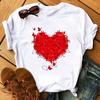 Summer Casual Top Female T-Shirts Romantic Heart Pattern Print Tshirt Harajuku Leisure O-Neck Plus Size Streetwear Lady Clothes