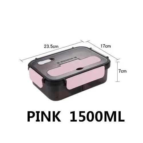 Lunch Box with Lid Portable Lunch Box Compartment Insulation Lunch Box Outdoor Work Yecan Insulation Lunch Box Simple Lunch Box 1500ml розовый