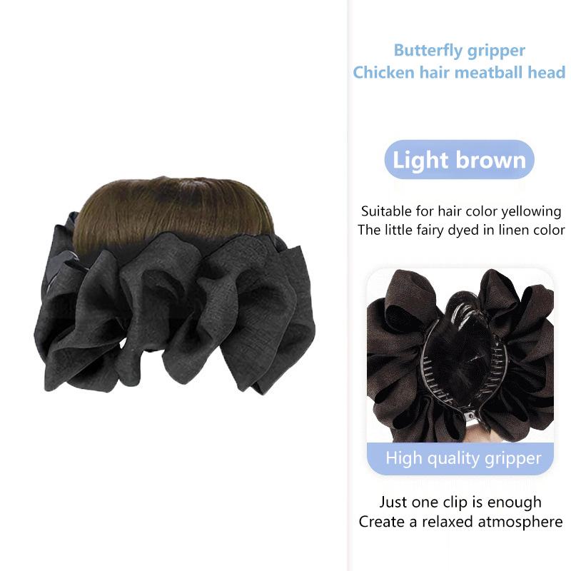 Synthetic Hair Bun Claw Clip With Hair Band Natural Wig Hair Clip Fluffy Brown Black Bun Head Wig Hair Accessories