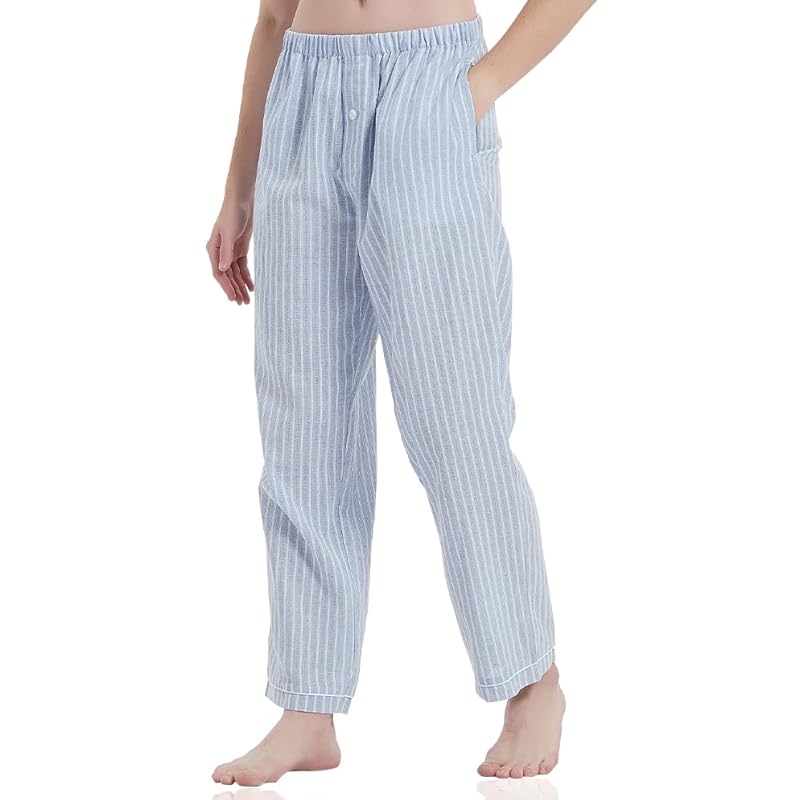 

[HOME WAY] pajama pants men s 100% cotton room wear bottoms Thin Room wear organic cotton skin-friendly ventilation Sweat absorption quick drying