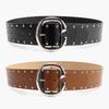 Hop Hip Inspired Women Leather Belt With Double Row Rivets And Large C Buckle