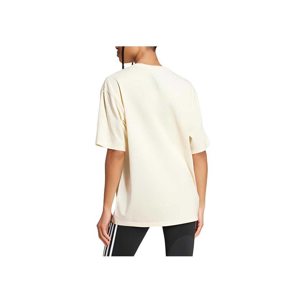 Adidas Originals Washed Crew Neck Comfortable Casual Short Sleeve Drop Shoulder T-Shirt Women Tops Off-White JD0039