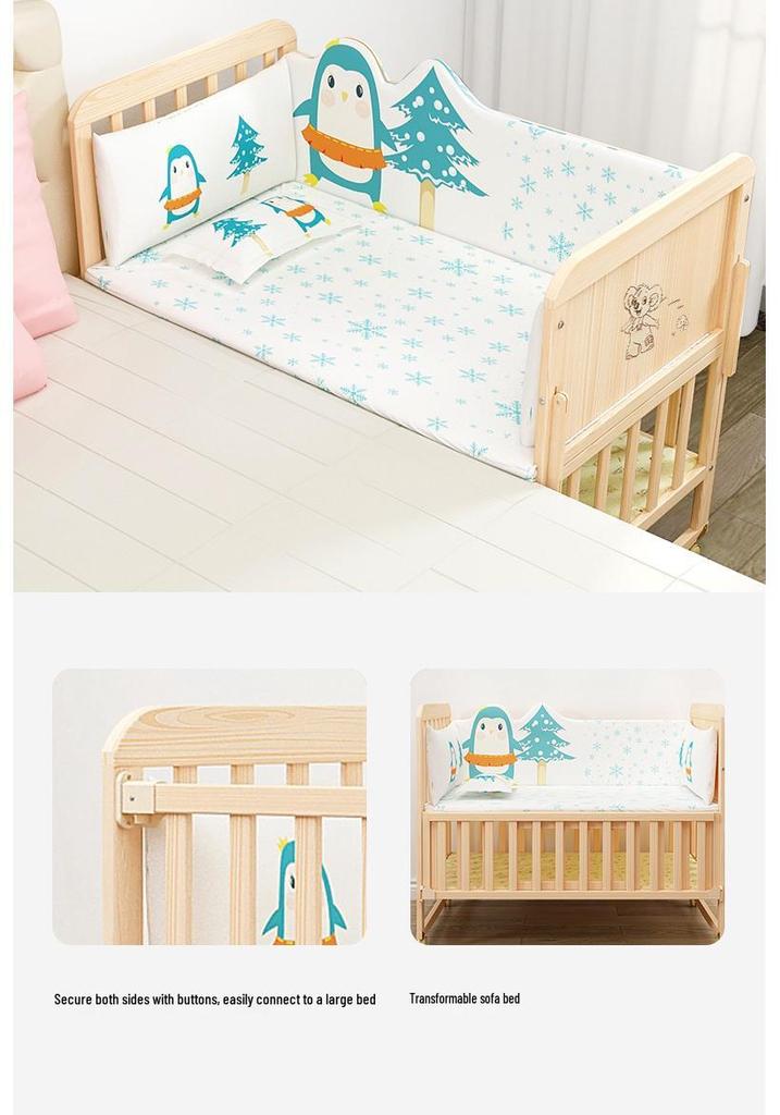 Convertible Crib: Portable, Multi-Functional Solid Wood Baby Bed and Newborn Cradle.