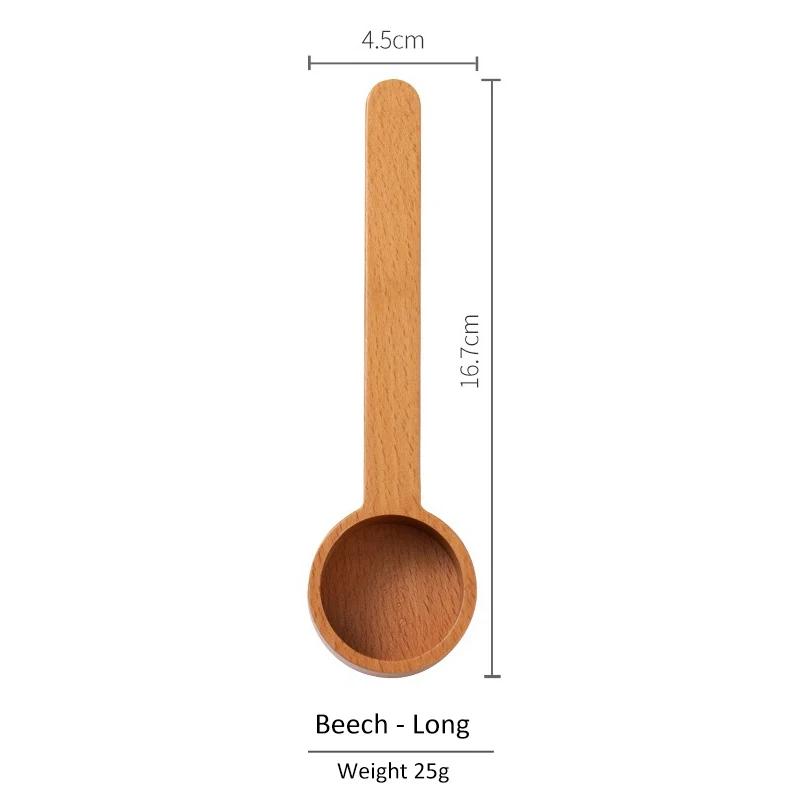 1PC Short/Long Measuring Wood Spoon Coffee Bean Kitchen Spice Cooking Spoon Sugar Coffee Scoop Salt Seasoning Honey Teaspoons
