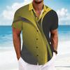 Men's Summer Color-Blocked Short-Sleeve Shirt, Stylish Design, Outdoor Casual Vacation Men's Shirt, Comfortable and Soft Fabric