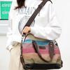 Canvas Casual Retro Fashion und Art College Single Shoulder Schräge Spannweite Großraum-Damentasche Kontrastfarbene Spleißtasche