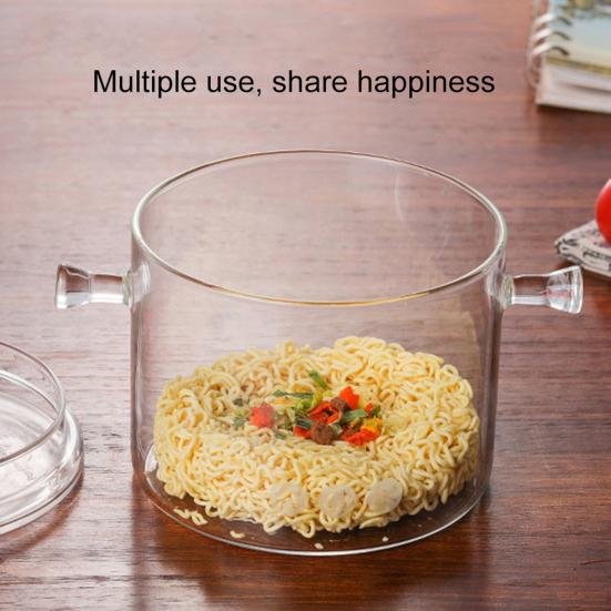 Glass Cooking Pan Healthy Heat-resistant Transparent Cooking Soup Glass Milk Pot with Lid