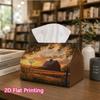 1pc, 2d Flat Printing, Tissue Box Golden Harvest Sunset Barn Pattern Printed Tissue Box, Suitable for Vacation Home Decoration, Kitchen, Living Room,