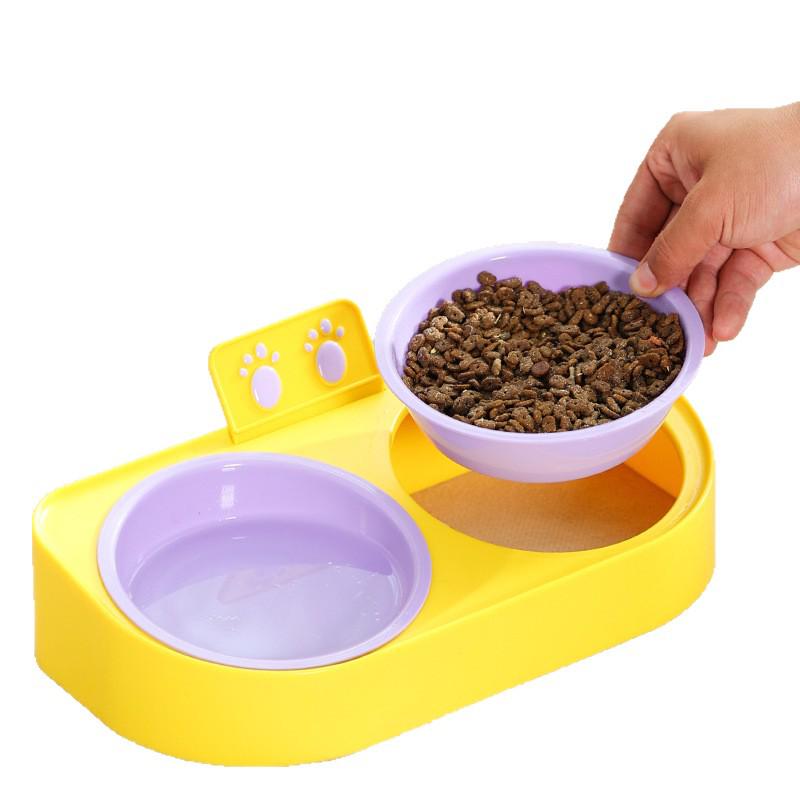 Double Bowl Pet Feeder with Automatic Water Dispenser - Anti-Tip Design for Dogs and Cats