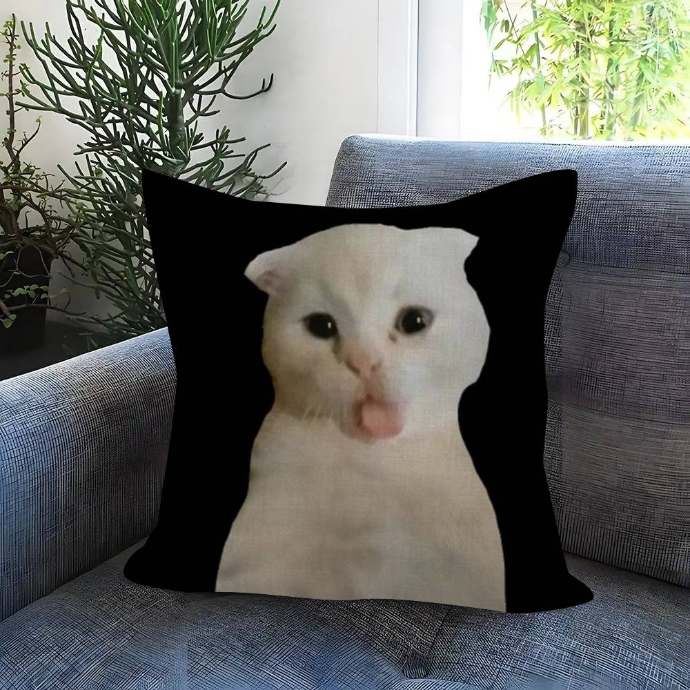 Cat Emoji Fun Art Pillow Covers Cartoon Sofa Decorative Home Doublesided Printing Short Plush Cute Cushion Cover