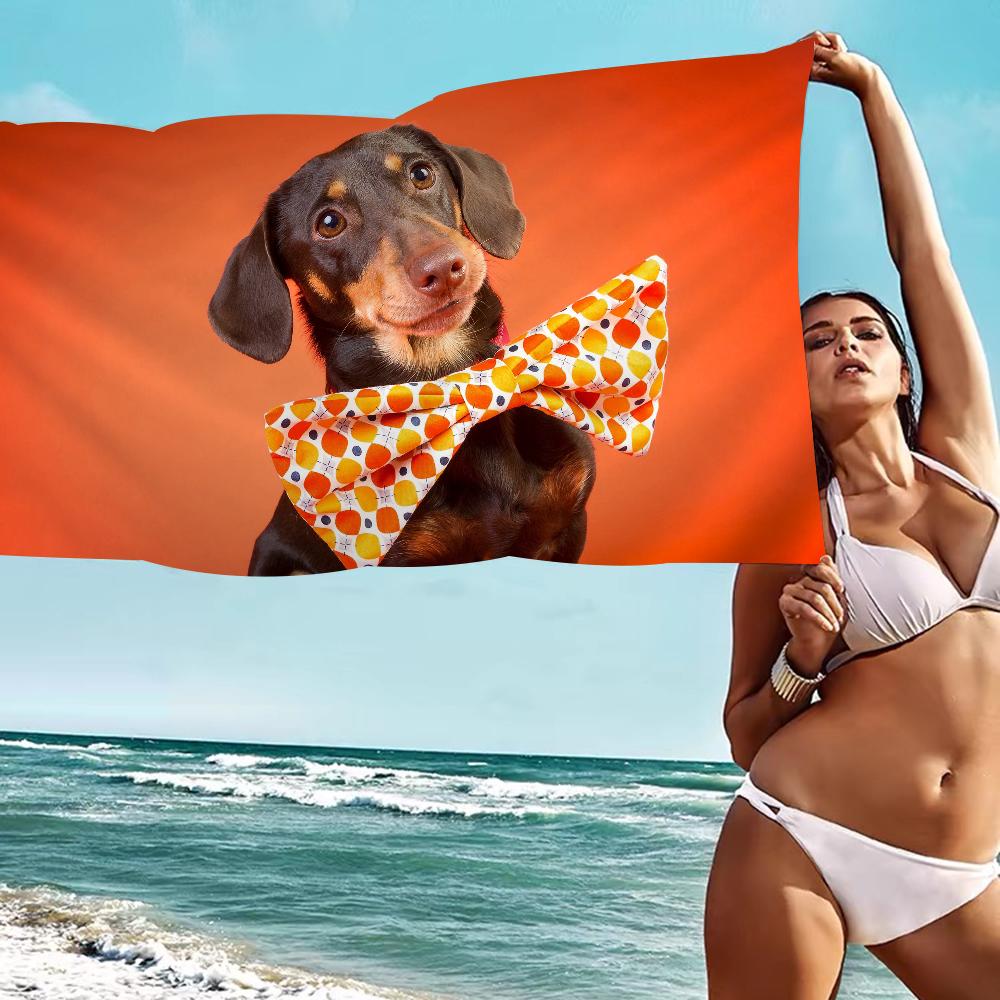 Süßer Haustierhund-Druck Mikrofaserdecke Schnell trocknende Strandtücher Übergröße Druck Super saugfähige Pooltuchdecke
