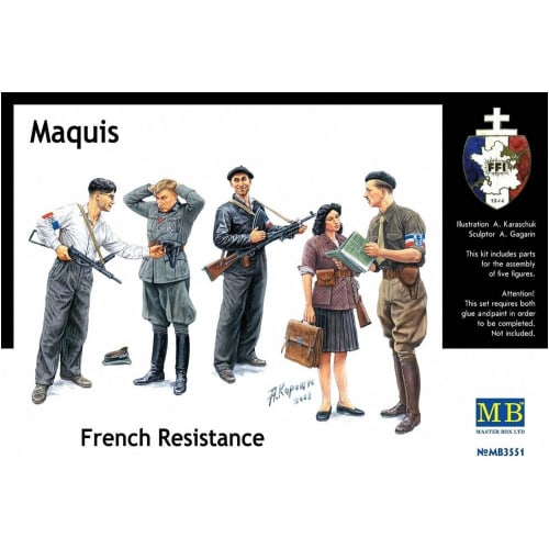 Master Box 1/35 Scale Plastic Model Kit: French Resistance and German Officer Prisoners of War, 1944, Set of 5 (MB35051)