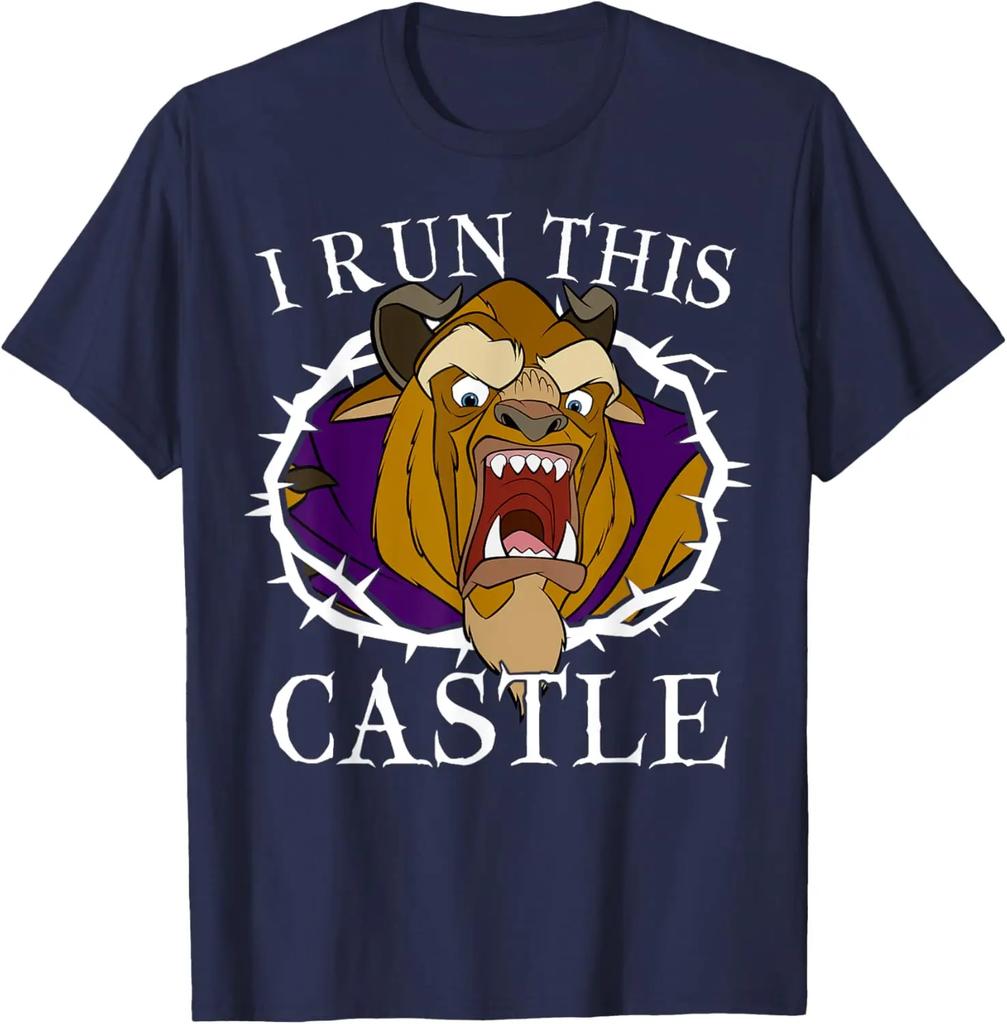 Hitte Mode Casual Disney Belle en het Beest Ik Run Dit Kasteel Doorn Portret T-shirt S-4XL Vier Seizoenen