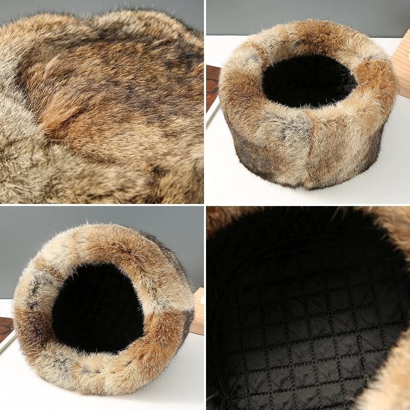 In The Elderly Fur Hat Men's Autumn and Winter Rabbit Fur Hat Thickened Outdoor Warm Northeast Hat Elderly Dad Hat