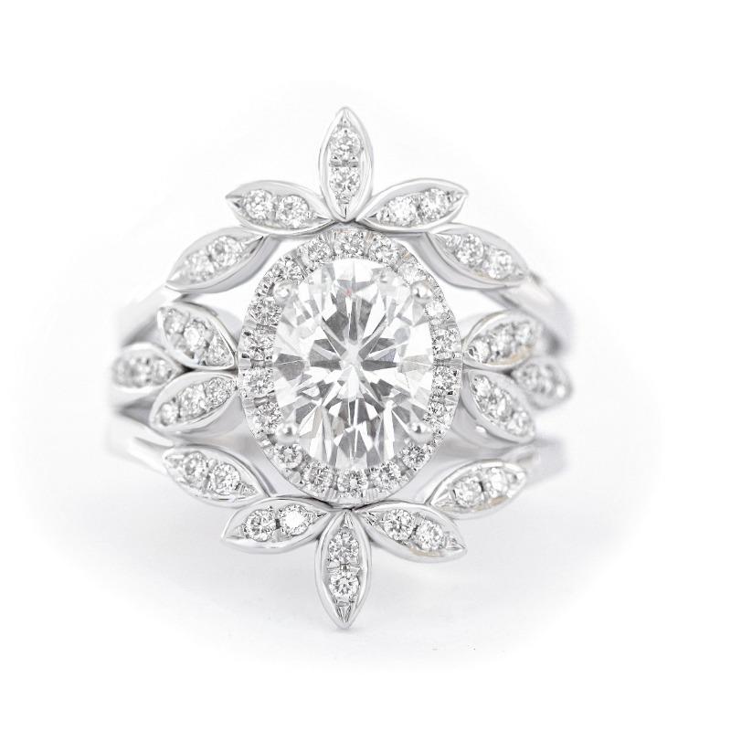 

European and American new personalized lace three piece set women s ring 11&Platinum Plated білий