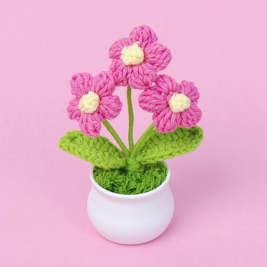 Hand-Knitted Wool Fake Flowers Set: Sunflower, Carnation, Tulip - Desktop Decor, Teacher/Student Gift, Everlasting Bouquet