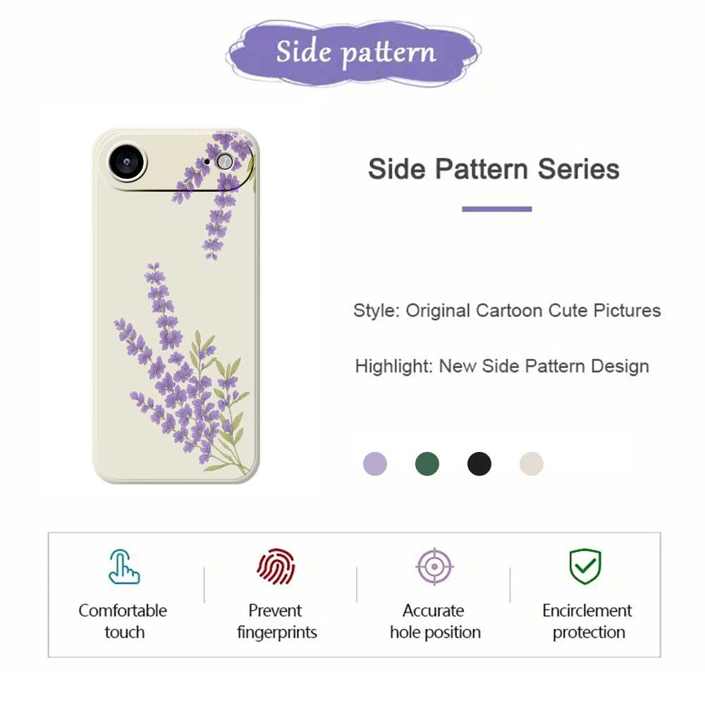For iPhone 17 Air Case Lavender Pattern Printing Straight Edge TPU Phone Back Cover