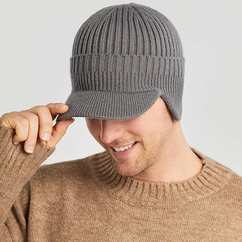 European And American Men Winter Warm Ear Protection Knitted Hat Outdoor Riding Fleece Hat