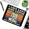VIKAMA Print Non-Slip Rubber Gaming Mouse Pad with Smooth Gliding Surface Retro Stripes Humorous I Like Cats & Coffee Design