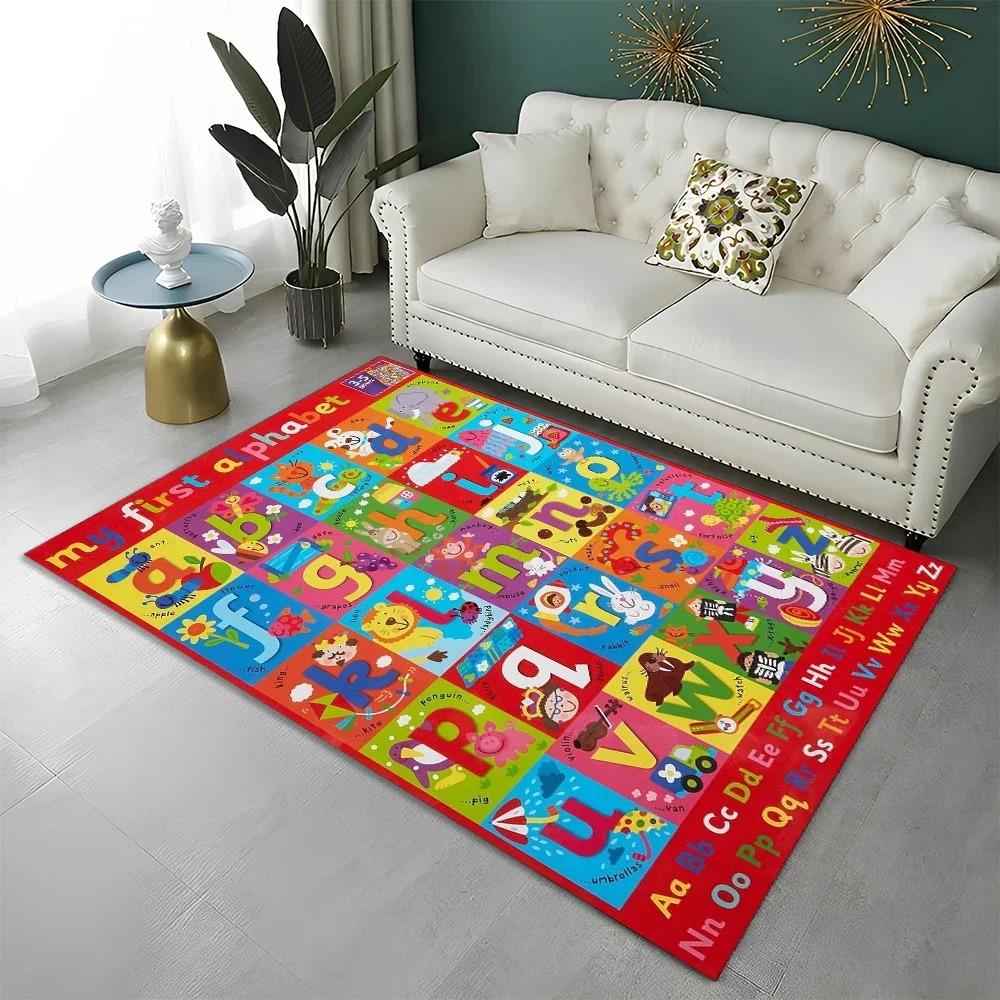 ABC Early Education Cartoon Kids Playroom Alphabet Children Crawling Area Rug,Carpet for Living Room Bedroom Sofa Non-slip Mat