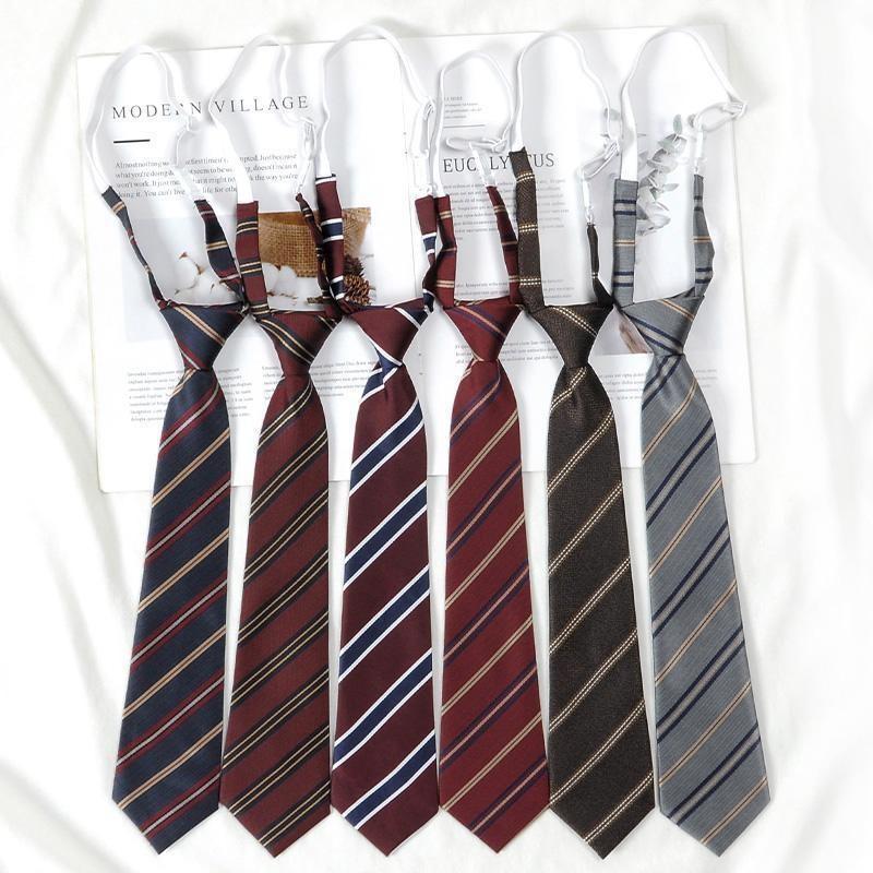 Childrens Tie With Solid Color Striped Check Pattern Polyester For School Uniforms