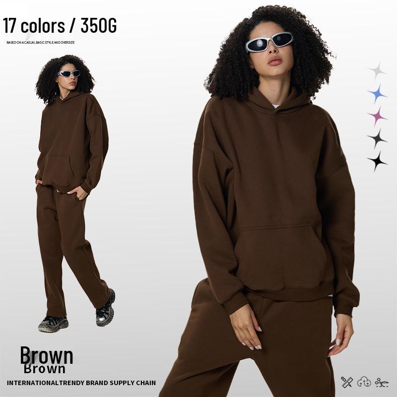 Men's Heavyweight American Trend Hoodie - Solid Color Casual plus Velvet