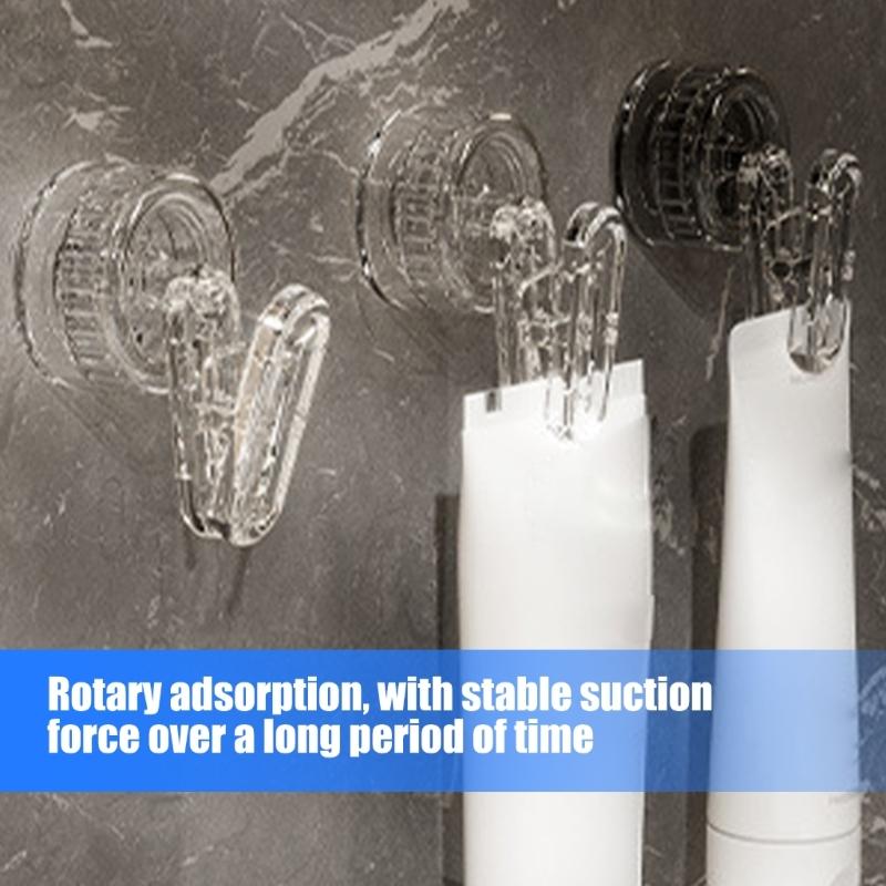 Space Saving Rotating Clip With Suction Base Water Resistant Bathroom Organizers Secure Grips Household Storage Solution