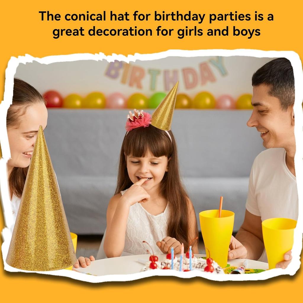 Partyhüte, 12 Stück Happy Birthday Hut Krone Glitzer Kegel Partyhut Party Kegelhüte Kegel