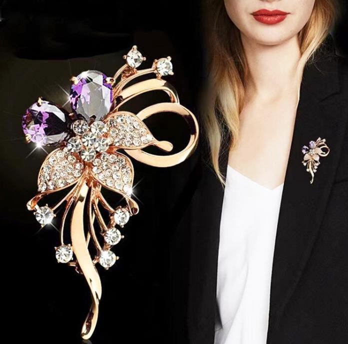 

1Pc Brooch for Women Fashion Exquisite Rhinestone Geometry Brooches Pins Jewelry Accessories Gifts фіолетовий