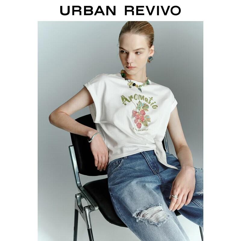 

UR2026 Women s Fun Fruit Print Tie-up Sleeveless T-shirt XL