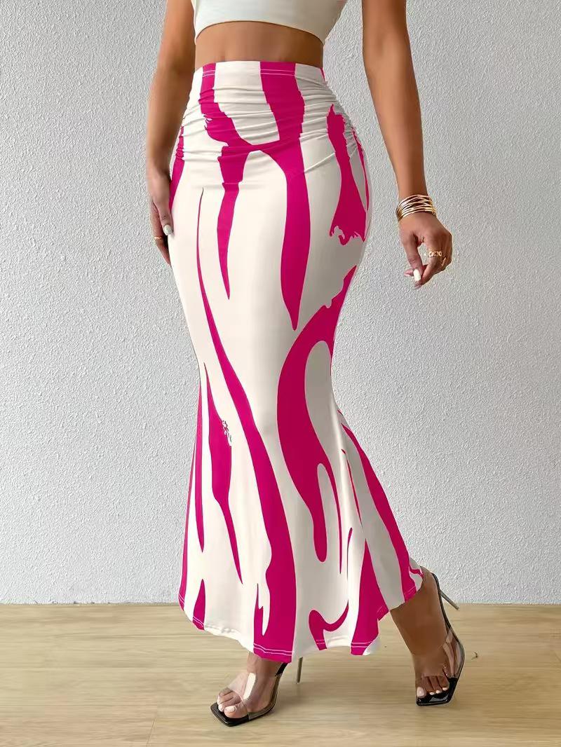 

2025 Euro-American Style Zebra Print High-Waisted Fishtail Skirt: Slimming & Elegant Extra Large розы красного